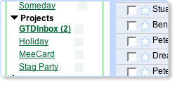 Cropped screenshot showing the GTD Box feature of GTDInbox