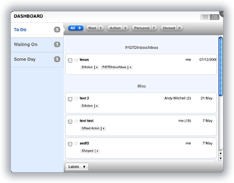 Screenshot of GTDInbox